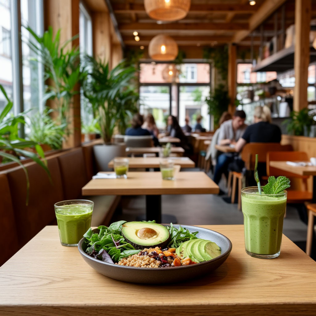 Modernes Bio Cafe Munchen Innenansicht