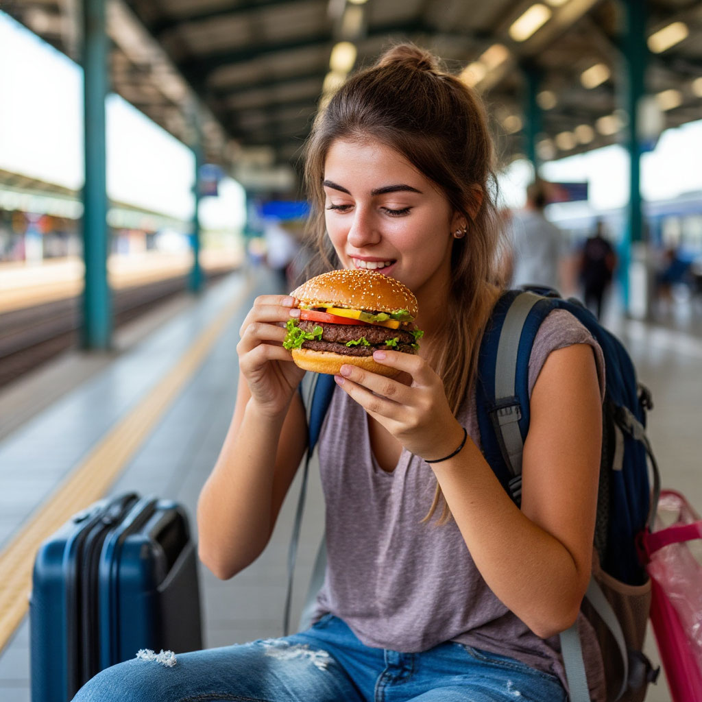 Vegane Reisemahlzeit am Flughafen